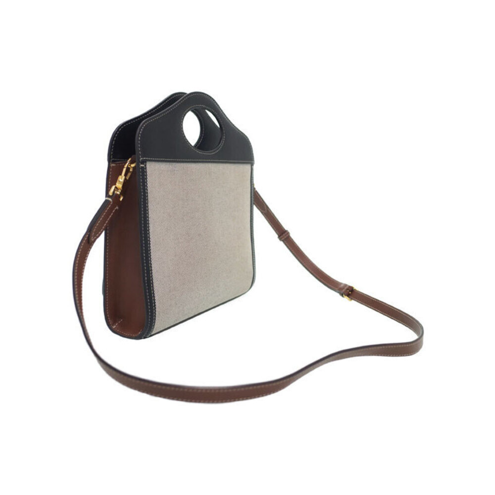 Burberry Two Tone Canvas Leather Pocket Bag - Picture 2 of 9